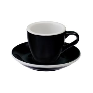 Loveramics Egg musta espressokuppi ja lautanen 80 ml
