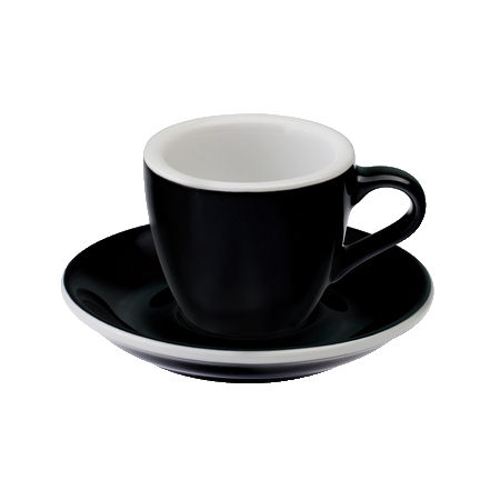 Loveramics Egg musta espressokuppi ja lautanen 80 ml