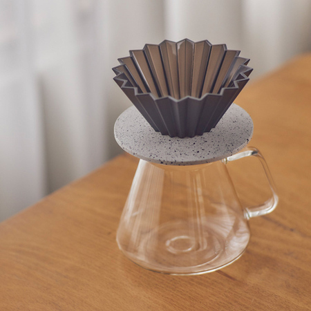 ORIGAMI - Dripper Holder - Resin and PET - White speckled with grain